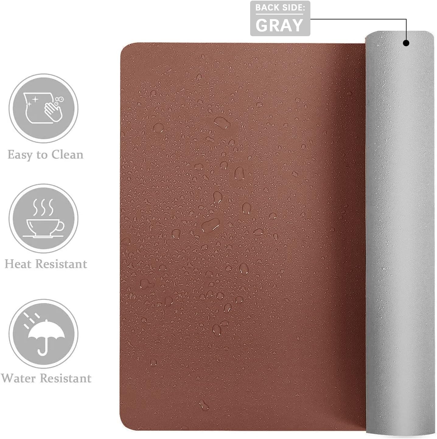 Desk Mat Large Protector Pad - Multifunctional Dual-Sided Office Desk Pad,Smooth Surface Soft Mouse Pad, Waterproof Desk Mat for Desktop, Pu Leather Desk Cover for Office/Home(Brown, 23.6" X 13.7")