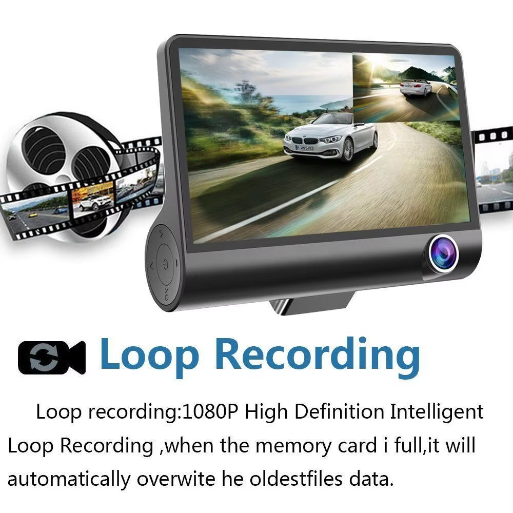 Car DVR 3 Cameras 4.0 Inches Dash Cam Car Video Recorder Auto Registrator Dvrs Dash Cam with 3 Ways Cameras