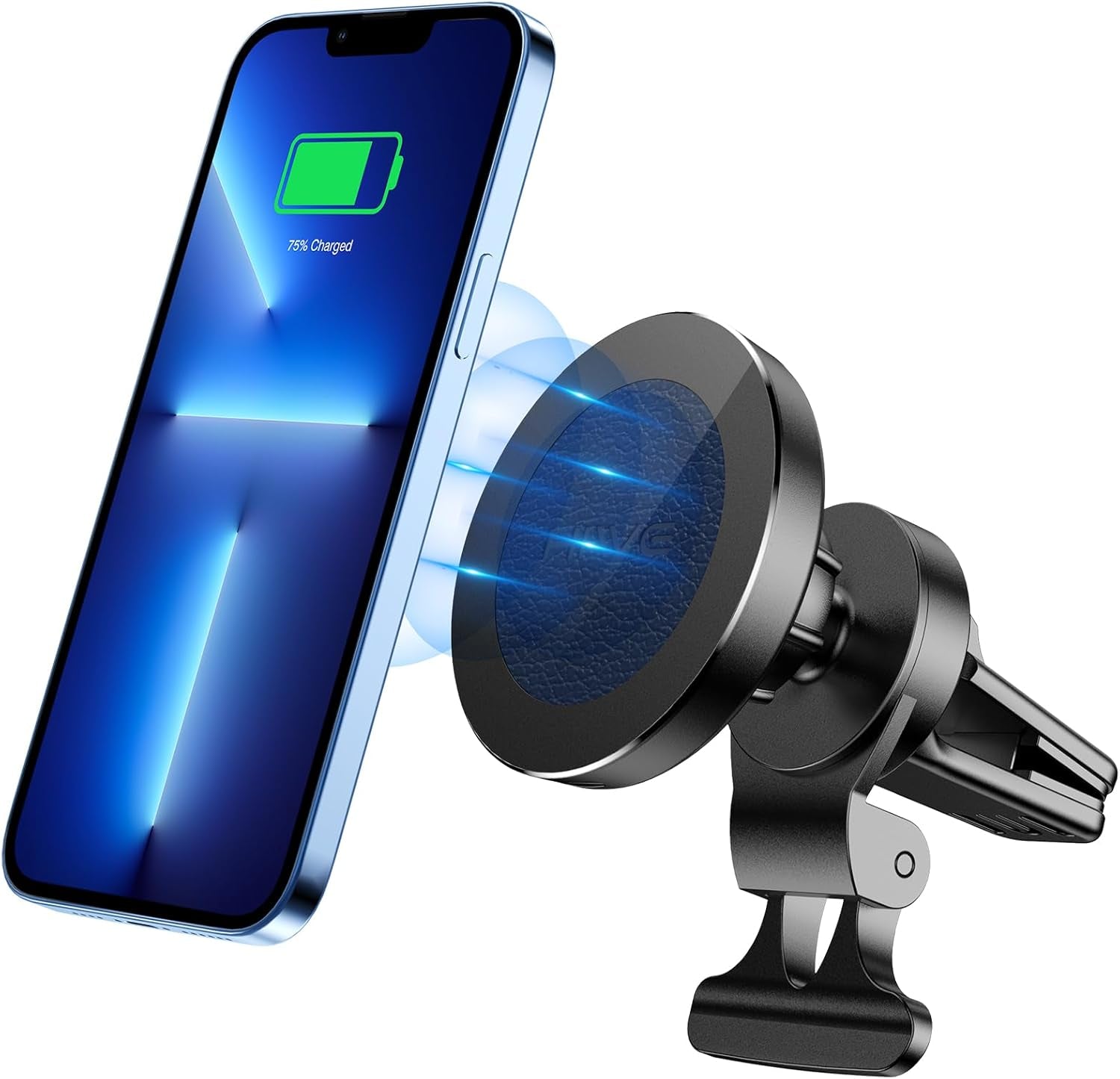 Magnetic Wireless Car Charger for Iphone 14-15W Fast Charging Car Phone Holder Mount Compatible with Iphone 16/15/14/13 / 12 Pro Max Mini, Wireless Car Mount Charger for Mag-Safe (Blue)