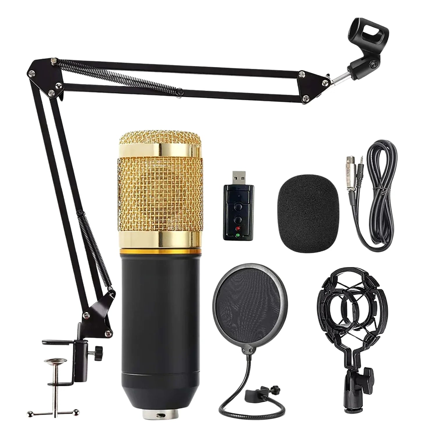 5Core Recording Microphone Podcast Bundle Professional Condenser Cardioid Mic Kit W Boom Arm