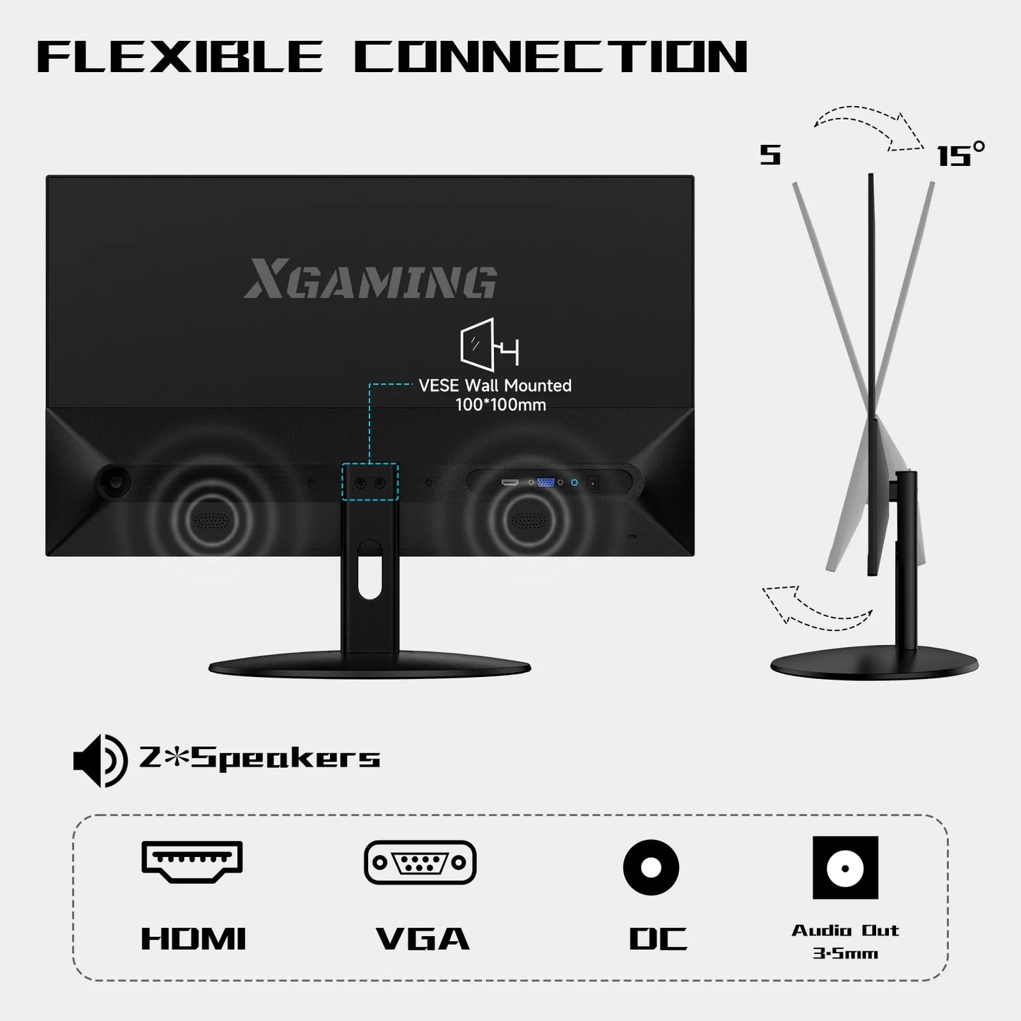 25" Ultra Thin 100Hz Gaming Monitor,  3-Side Borderless FHD (1920X1080P) Computer Monitor, Screen PC Computer for Office, 1Ms MPRT, Freesync,Built-In 2*Speakers, HDMI