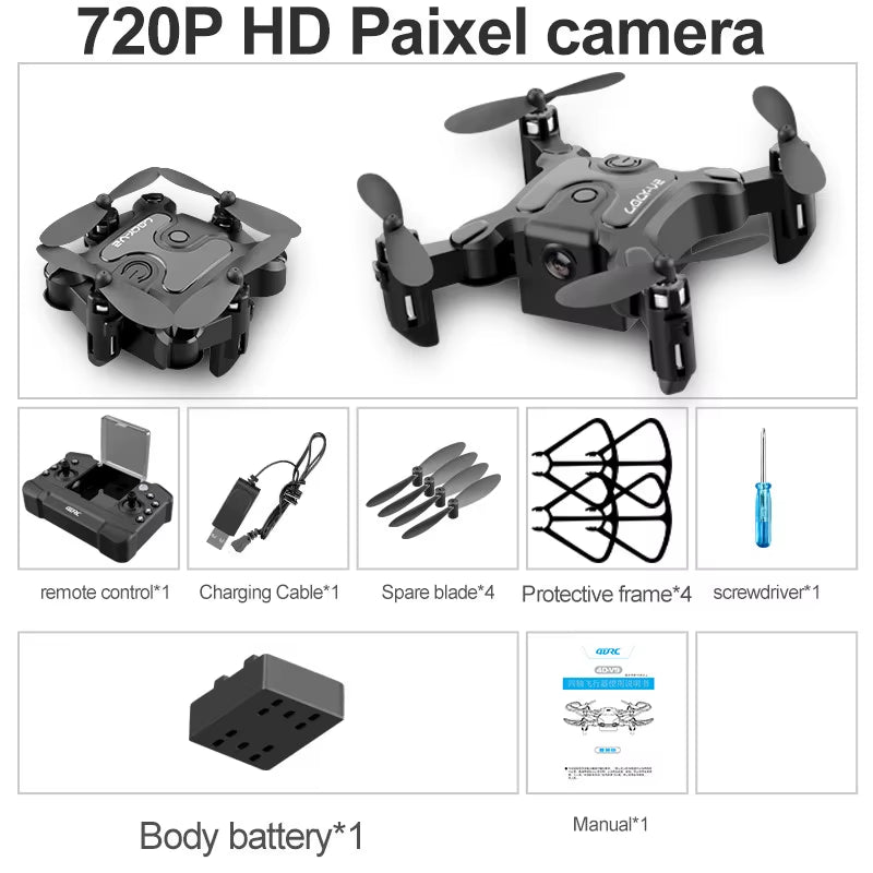 New Mini Drone V2 4K 1080P HD Camera Wifi Fpv Air Pressure Altitude Hold Foldable Quadcopter RC Drone Kid Toy Gift