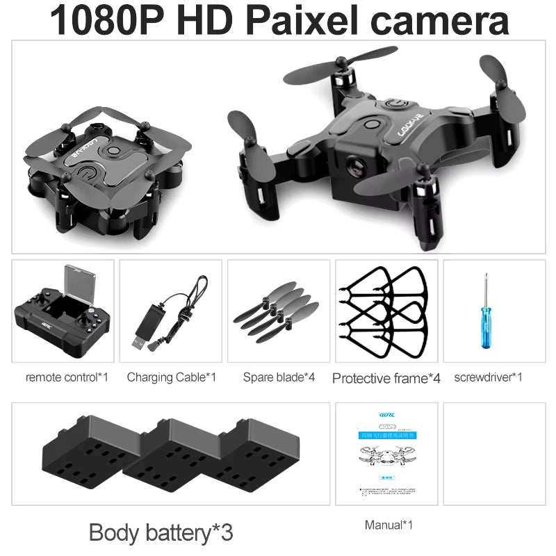 New Mini Drone V2 4K 1080P HD Camera Wifi Fpv Air Pressure Altitude Hold Foldable Quadcopter RC Drone Kid Toy Gift