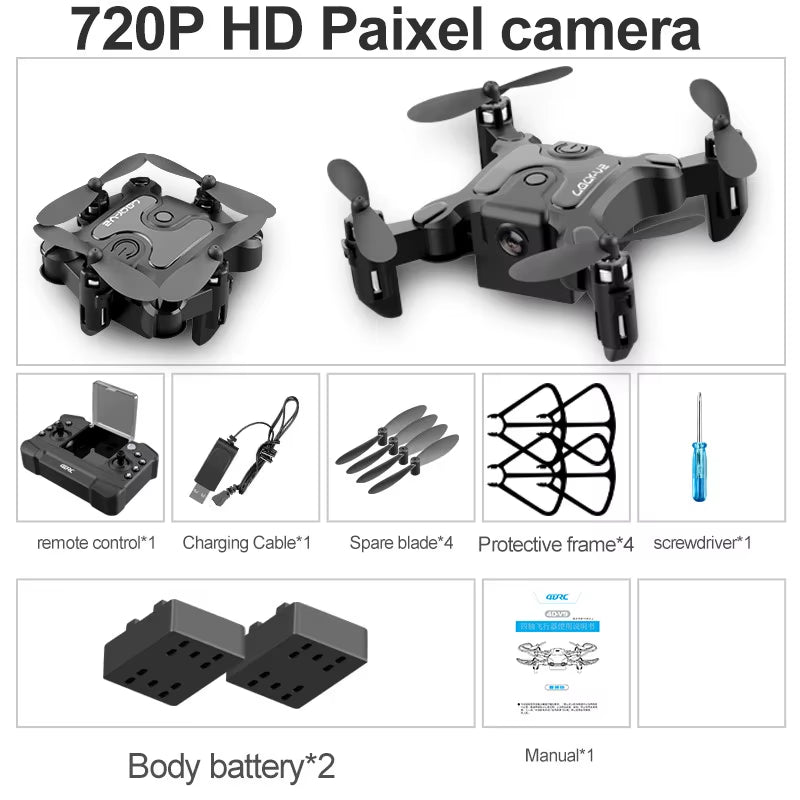 New Mini Drone V2 4K 1080P HD Camera Wifi Fpv Air Pressure Altitude Hold Foldable Quadcopter RC Drone Kid Toy Gift