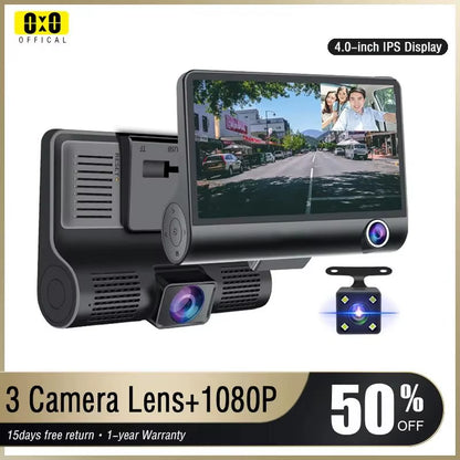 Car DVR 3 Cameras 4.0 Inches Dash Cam Car Video Recorder Auto Registrator Dvrs Dash Cam with 3 Ways Cameras