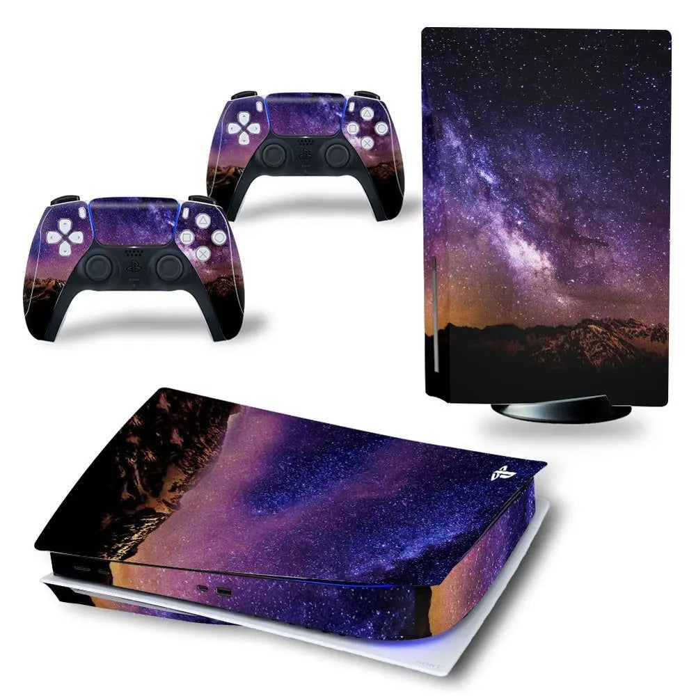 2 in 1 Full Set Sticker for PS5 Disk Console Skin Decal Cover Protective Film Compatible with for Playstation5 Decoration