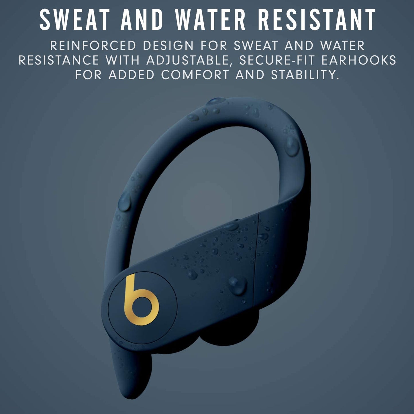 Power Pro Wireless Earphones -  H1 Headphone Chip, Class 1 Bluetooth, 9 Hours of Listening Time, Sweat Resistant Earbuds, Built-In Microphone - Navy