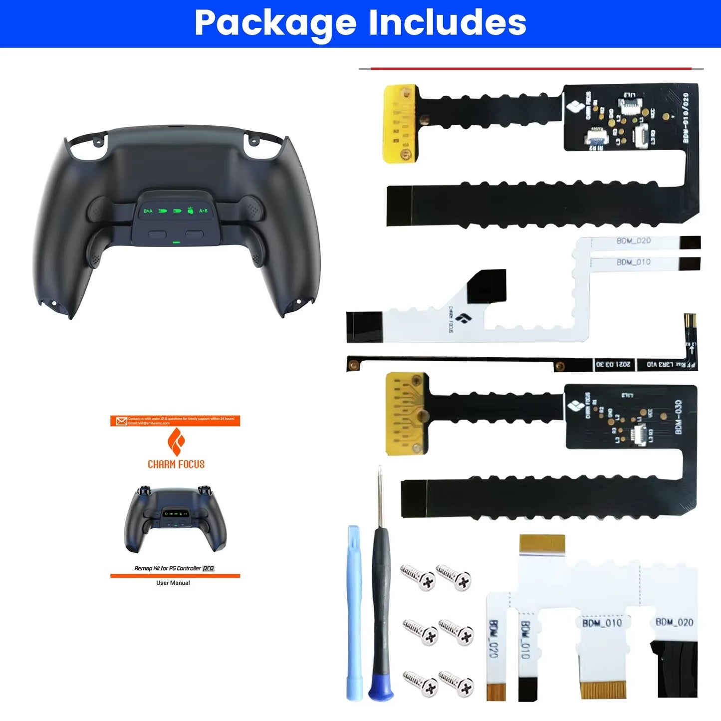 Remappable RISE 4.0 Remap Kit, Upgrade Board &Redesigned Back Shell & 4 Back Buttons for Ps5 Controller BDM-010&020&030&040&050