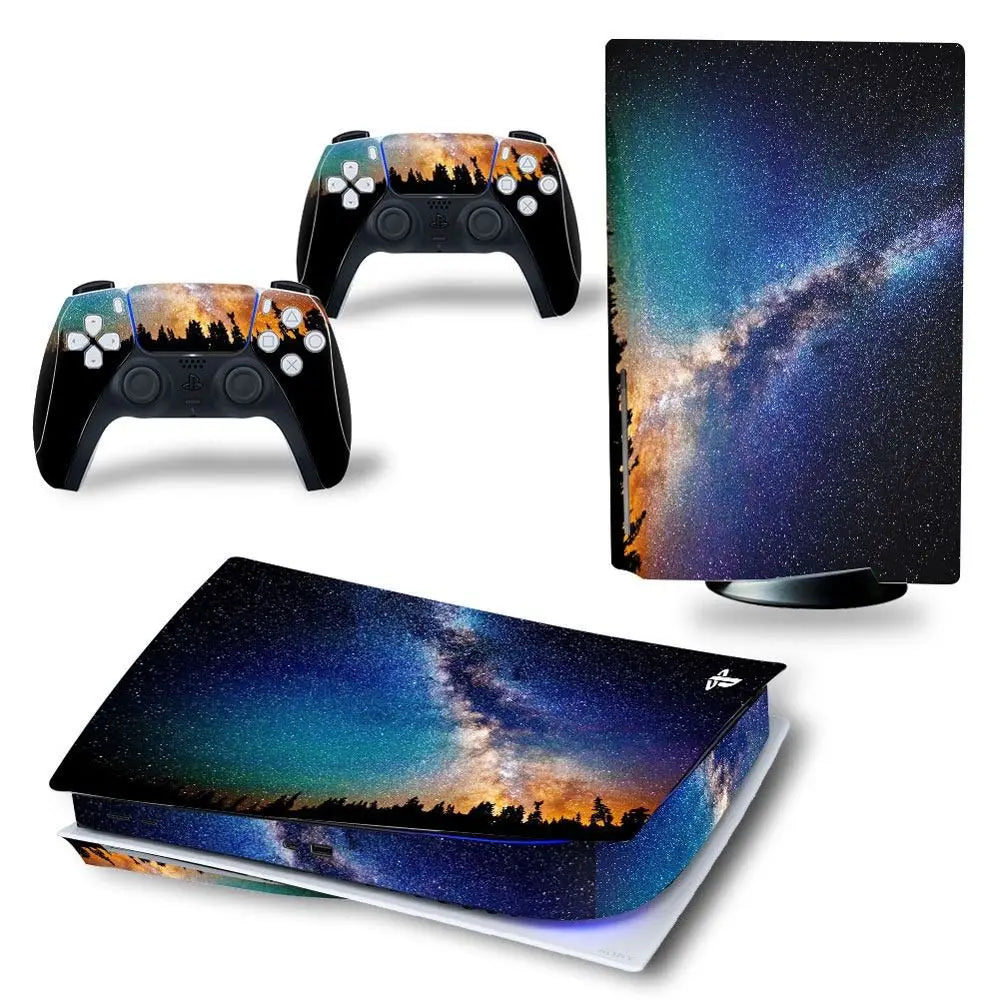 2 in 1 Full Set Sticker for PS5 Disk Console Skin Decal Cover Protective Film Compatible with for Playstation5 Decoration