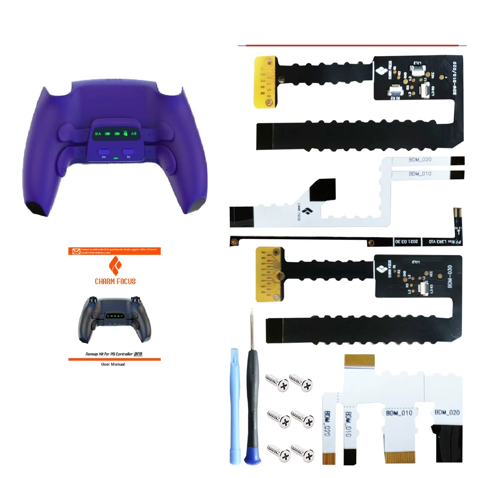 Remappable RISE 4.0 Remap Kit, Upgrade Board &Redesigned Back Shell & 4 Back Buttons for Ps5 Controller BDM-010&020&030&040&050