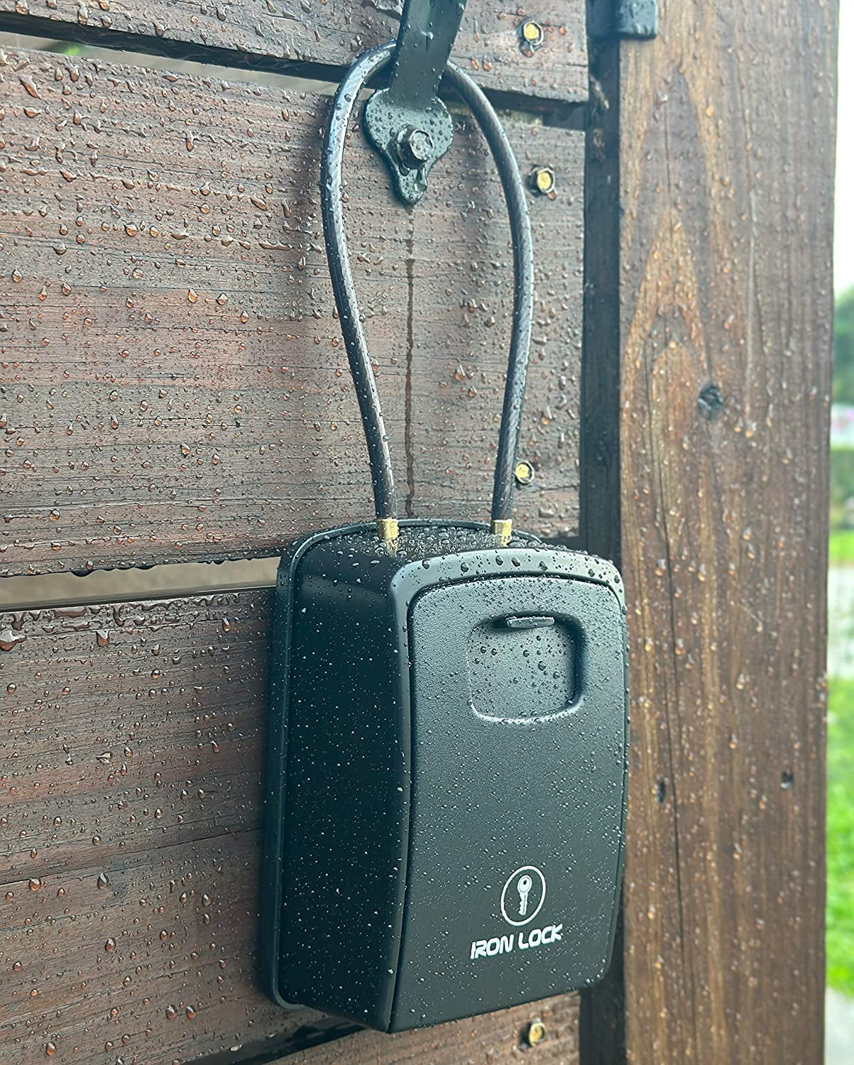 ® XXL Key Lock Box Portable and Wall Mounted with Removable Cable Shackle Waterproof Indoor Outdoor 4 Digit Combination with Resettable Code with a B Switch Extra Large Key Lockbox Outside