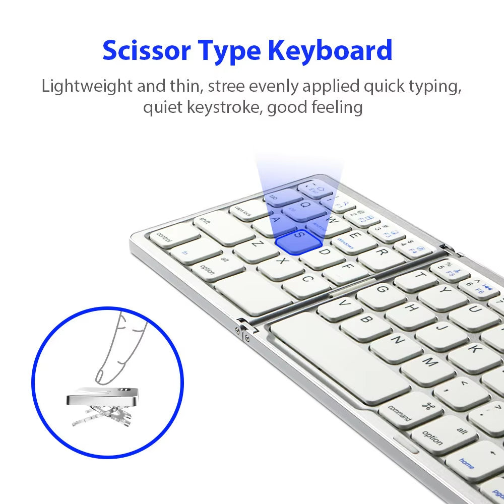 Foldable Wireless Keyboard Ultra Slim Touchpad Bluetooth Keyboard Rechargeable Folding Keyboard for Tablet Laptop